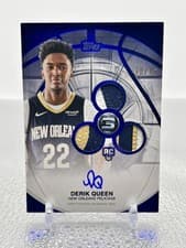 2025-26 Topps 3 Rookie 3 Patch Autographs Vertical Derik Queen #RPV-DQ card
