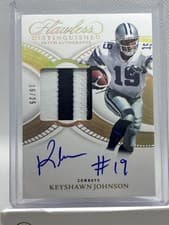 2025 Panini Flawless Distinguished Patch Autographs Keyshawn Johnson #21 card