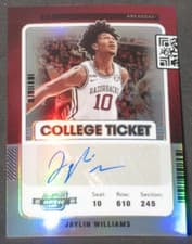 Jaylin Williams 2022 Panini Chronicles Draft Picks Contenders Optic College Ticket Autograph card