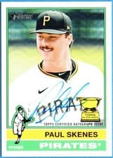 2025 Topps Heritage Chrome Autographs Paul Skenes #BCA-PS card
