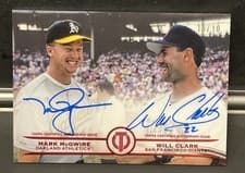 2025 Topps Tribute True to the Game Dual Autographs Will Clark / Mark McGwire #TTG-MC card