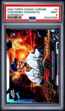 Yoshinobu Yamamoto 2024 Topps Cosmic Chrome Supernova card