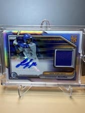 Luisangel Acuña 2024 Bowman Chrome Autograph Relics Chrome Refractor card