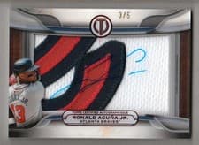 2025 Topps Tribute Prime Patch Autograph Relics Ronald Acuña Jr. #PPA-RAJ card