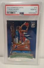Tyrese Maxey 2024 Panini Donruss Optic Downtown card