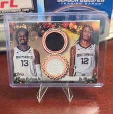 2025-26 Topps Holiday Dual Player Relics Jaren Jackson Jr. / Ja Morant #DPR-JJ card