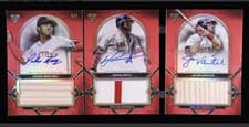 Jason Varitek / Pedro Martinez / David Ortiz 2024 Topps Triple Threads Autograph Relic Combo Book card
