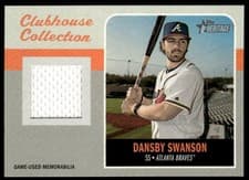 Dansby Swanson 2019 Topps Heritage Clubhouse Collection Relics card