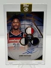 2025-26 Topps 3 Rookie 3 Patch Autographs Vertical Jamir Watkins #RPV-JW card