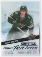 2024-25 Upper Deck Credentials Acetate Debut Ticket Access Liam Ohgren #DTAA-LO card