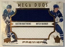 2024-25 Upper Deck Premier Premier Mega Jersey Duos Auston Matthews/Mitch Marner #PM2-MM card