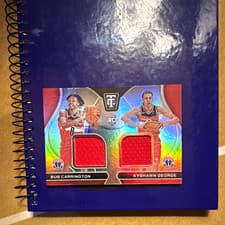 2024-25 Panini Totally Certified Rookie Dual Swatches Bub Carrington/Kyshawn George #RDS-BCK card
