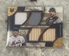 2025 Topps Museum Collection Dual Player Primary Pieces Quad Relics Legends Mike Piazza #DPQRL-PW card