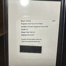 Peter Warrick 2025 Panini Prizm Black Prizmatrix Signatures card