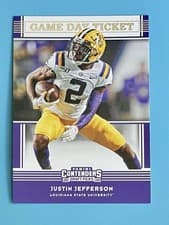 Justin Jefferson 2020 Panini Contenders Draft Picks Game Day Ticket card