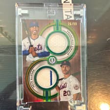 2025 Topps Tribute Dual-Player Relics Francisco Lindor / Pete Alonso #TPDR-LA card