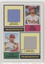 2025 Topps Heritage Dual Player MLB Collection Relics Trea Turner / Kyle Schwarber #DPMCR-TS card