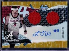 2024-25 Bowman's Best University Prospect Dual Relic Autographs Latrell Wrightsell #PDRA-LW card