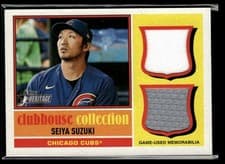 2025 Topps Heritage Clubhouse Collection Single Player Dual Relics Seiya Suzuki #CCSDR-SS card