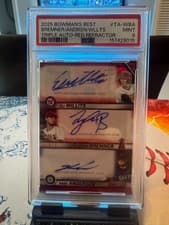 2025 Bowman's Best Triple Autographs Tyler Bremner/Kade Anderson/Eli Willits #TA-WBA card