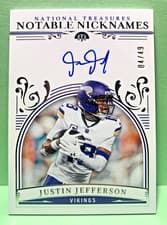 2025 Panini National Treasures Notable Nicknames Justin Jefferson #6 card