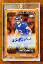 2024 Topps Chrome Sapphire Edition Rookies Autographs Sapphire Nate Wiggins #RA-NWI card
