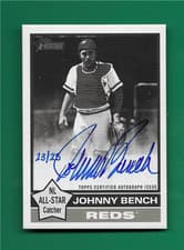 2025 Topps Heritage Real One Black and White Autographs Johnny Bench #ROABW-JB card