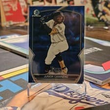 Junior Caminero 2023 Bowman Chrome Prospects Sapphire card