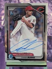 Chase Burns 2024 Bowman Draft Chrome Prospect Autograph card