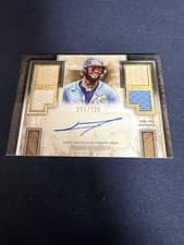 2025 Topps Museum Collection Single Player Signature Swatches Quad Relic Autographs Junior Caminero #SPQRA-JC card