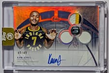 2025-26 Topps 3 Rookie 3 Patch Autographs Horizontal Kam Jones #RPH-KJO card