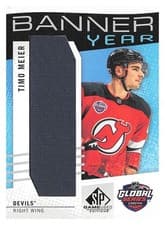 2025-26 SP Game Used 2024 Global Series Devils vs. Sabres Banner Year Relics Timo Meier #BYGSC-TM card