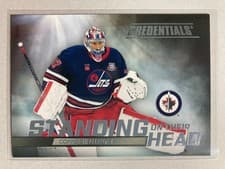 2025-26 Upper Deck Credentials Standing on Their Head Connor Hellebuyck #SH-18 card