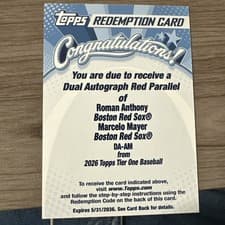 2026 Topps Tier One Dual Autographs Marcelo Mayer #DA-AM card