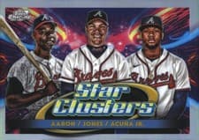 2025 Topps Cosmic Chrome Star Clusters Ronald Acuña Jr./Chipper Jones/Hank Aaron #TSC-7 card