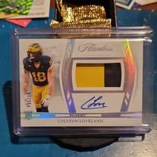 2025 Panini National Treasures Collegiate Flawless Rookie Patch Autographs Horizontal Colston Loveland #25 card