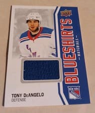 2025-26 Upper Deck New York Rangers Centennial Blueshirts Materials Tony DeAngelo #BSM-TD card
