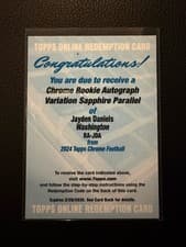 Jayden Daniels 2024 Topps Chrome Sapphire Edition Rookies Autographs Sapphire card