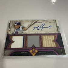 2025 Topps Museum Collection Single Player Signature Swatches Triple Relic Autographs Mark Grace #SPTRA-MG card