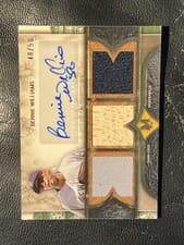 2025 Topps Museum Collection Single Player Signature Swatches Triple Relic Autographs Bernie Williams #SPTRA-BW card
