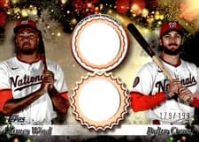 2025 Topps Holiday Dual Relics James Wood, / Dylan Crews #DPR-WC card