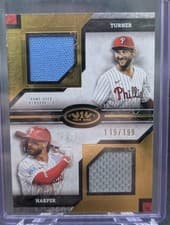 2025 Topps Tier One Dual Player Relics Trea Turner / Bryce Harper #DPR-THA card