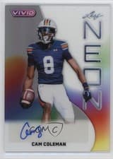 2025 Leaf Vivid Neon Autographs Cam Coleman #NA-CC1 card