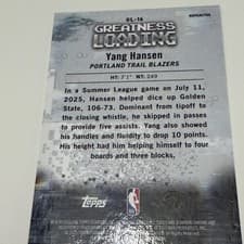 2025-26 Bowman Greatness Loading Yang Hansen #GL-16 card