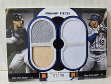2024 Topps Museum Collection Dual Player Primary Pieces Quad Relics Francisco Lindor / Pete Alonso #DPQR-ALI card
