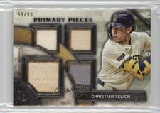 2025 Topps Museum Collection Single Player Primary Pieces Quad Relics Christian Yelich #SPPQ-CY card