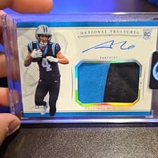2025 Panini National Treasures Crossover Rookie Patch Autographs Tetairoa McMillan #4 card