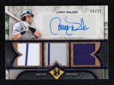2025 Topps Museum Collection Single Player Signature Swatches Triple Relic Autographs Larry Walker #SPTRA-LW card