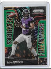Lamar Jackson 2025 Panini Prizm Fireworks card
