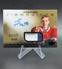 2024-25 Upper Deck Premier Viewpoints Auto Patch Lane Hutson #V-LH card